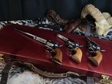 Custom Shop Three Leather Cased Nickel Finished Colt Single Action Army Revolvers with Accessories. Trades Welcome - 2 of 23
