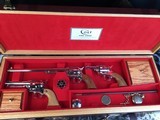 Custom Shop Three Leather Cased Nickel Finished Colt Single Action Army Revolvers with Accessories. Trades Welcome - 3 of 23