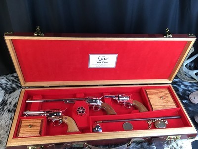 Colt Custom Shop Three Leather Cased Nickel Finished Colt Single Action Army Revolvers with Accessories. Trades Welcome - Image 7 of 23