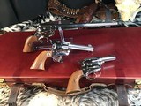Custom Shop Three Leather Cased Nickel Finished Colt Single Action Army Revolvers with Accessories. Trades Welcome - 22 of 23