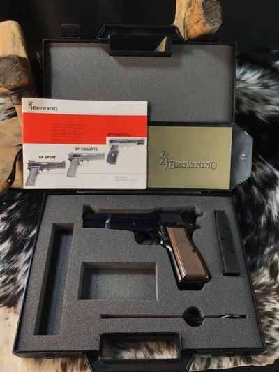 BROWNING HI POWER T SERIES TANGENT SIGHT 9MM, Unfired, Cased, Slotted, Trades Welcome