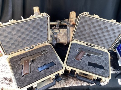 1944 WWII Remington Rand 1911A1 Consecutive Serial Numbered Pair, USGI WWII Survivors, Cased, Trades Welcome