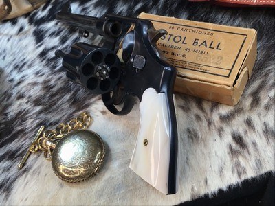 Smith & Wesson 1917 .45 ACP Revolver, US Property Marked, Mother of Pearl Grips. Trades Welcome - Image 14 of 15