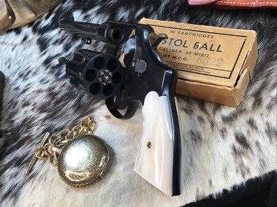 Smith & Wesson 1917 .45 ACP Revolver, US Property Marked, Mother of Pearl Grips. Trades Welcome - Image 12 of 15