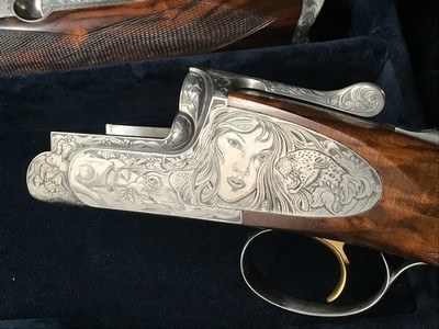 Perazzi MX8 Sideplate, “Dianna Goddess of the Hunt” engraved and signed by Davido Volpe, 32”. Trades Welcome - Image 3 of 25