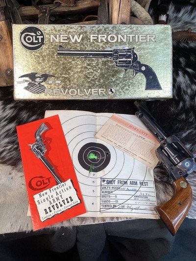 First Year 1962 Colt New Frontier .45, Box, Test Target, Warranty Card, Brochure, 99%, Second Gen. Rarity, Trades Welcome. - Image 4 of 25
