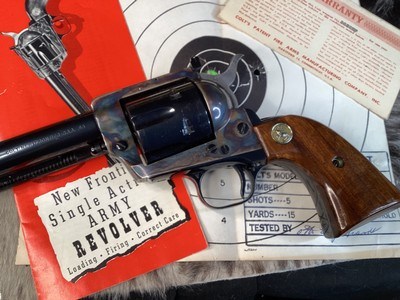 First Year 1962 Colt New Frontier .45, Box, Test Target, Warranty Card, Brochure, 99%, Second Gen. Rarity, Trades Welcome. - Image 5 of 25