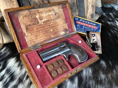 Cased Remington 95 Double Barrel Derringer, .41 Short Rimfire. Trades Welcome - Image 7 of 19