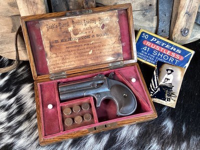 Cased Remington 95 Double Barrel Derringer, .41 Short Rimfire. Trades Welcome - Image 5 of 19
