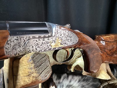 Perazzi MX8 Sideplate, 32” .20 Ga. & .28 Ga Barrels,Exquisite Gold Inlay Engraved, Presentation Grade Furniture. Trades Welcome - Image 8 of 25