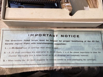 1959 Beretta Model 71 Jaguar, .22 LR, .22 Short, Unfired in Box W/ Paperwork, Excellent. Trades Welcome - Image 8 of 25