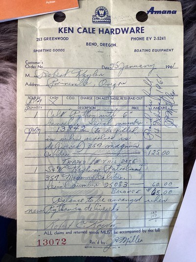 1961 Colt Python As New In Original Box W/Test Target, Receipt, 6”, Excellent Unfired Condition. Trades Welcome - Image 11 of 25