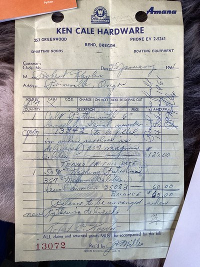 1961 Colt Python As New In Original Box W/Test Target, Receipt, 6”, Excellent Unfired Condition. Trades Welcome - Image 3 of 25