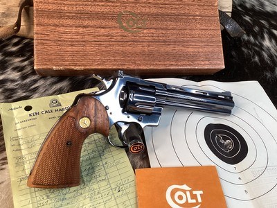 1961 Colt Python As New In Original Box W/Test Target, Receipt, 6”, Excellent Unfired Condition. Trades Welcome