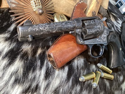 1905 Colt SAA Bisley, 4 3/4” .45 Colt , Engraved W/ Holster. Trade’s Welcome. - Image 6 of 21