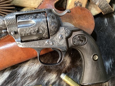 1905 Colt SAA Bisley, 4 3/4” .45 Colt , Engraved W/ Holster. Trade’s Welcome. - Image 8 of 21