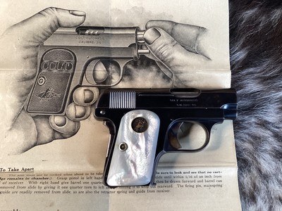 1915 Mfg. Colt Pocket Hammerless model 1908, Mother of Pearl Grips W/Box, .25 acp. Trades Welcome - Image 5 of 19