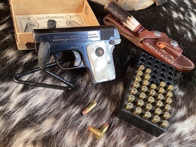 1915 Mfg. Colt Pocket Hammerless model 1908, Mother of Pearl Grips W/Box, .25 acp. Trades Welcome - Image 3 of 19