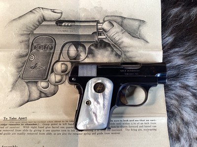 1915 Mfg. Colt Pocket Hammerless model 1908, Mother of Pearl Grips W/Box, .25 acp. Trades Welcome - Image 9 of 19