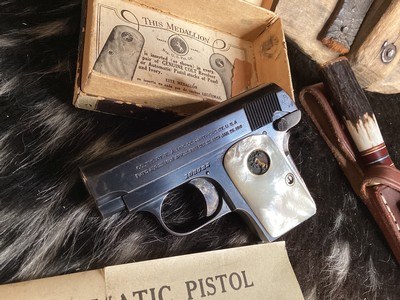 1915 Mfg. Colt Pocket Hammerless model 1908, Mother of Pearl Grips W/Box, .25 acp. Trades Welcome - Image 7 of 19