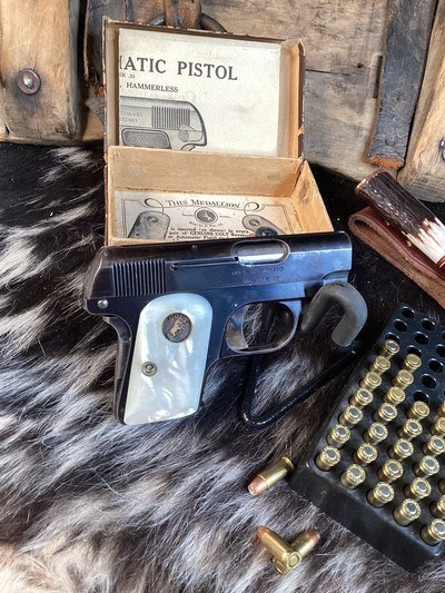1915 Mfg. Colt Pocket Hammerless model 1908, Mother of Pearl Grips W/Box, .25 acp. Trades Welcome - Image 18 of 19