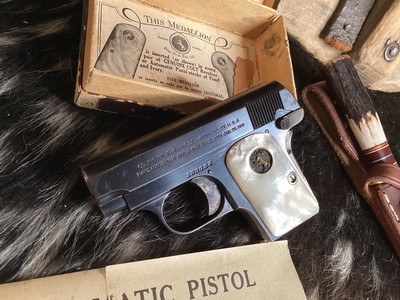 1915 Mfg. Colt Pocket Hammerless model 1908, Mother of Pearl Grips W/Box, .25 acp. Trades Welcome - Image 2 of 19
