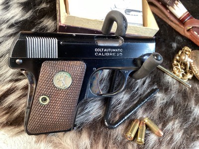 Colt M1908 Pocket Hammerless .25, Mfg. 1925, Excellent in Box. Trades Welcome - Image 3 of 18