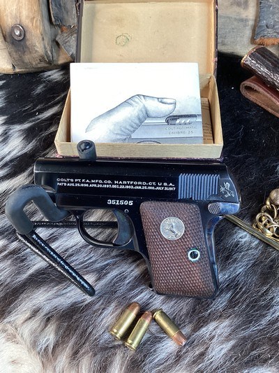 Colt M1908 Pocket Hammerless .25, Mfg. 1925, Excellent in Box. Trades Welcome - Image 1 of 18