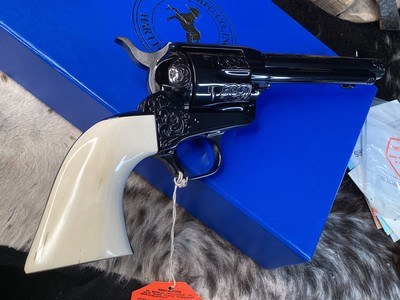 Colt SAA Factory “A” Engraved, One Piece Ivory Grips, .45 Colt Custom Shop, 5.5”,Boxed & Unfired, Trades Welcome - Image 12 of 19