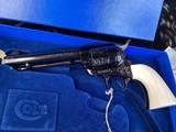 Colt SAA Factory “A” Engraved, One Piece Ivory Grips, .45 Colt Custom Shop, 5.5”,Boxed & Unfired, Trades Welcome - Image 5 of 19