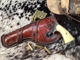 Colt 1909 New Service US Army DA Revolver, .45 Colt , Nickle , Ivory Grips, Period Western Holster,Gorgeous. Trades Welcome - Image 7 of 24