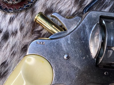Colt 1909 New Service US Army DA Revolver, .45 Colt , Nickle , Ivory Grips, Period Western Holster,Gorgeous. Trades Welcome - Image 15 of 24