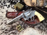 Colt 1909 New Service US Army DA Revolver, .45 Colt , Nickle , Ivory Grips, Period Western Holster,Gorgeous. Trades Welcome - Image 20 of 24