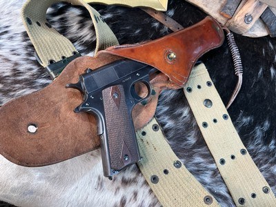 1918 Black Army Colt 1911 .45 Pistol W/Holster Rig, Excellent Original High Condition. Trades Welcome - Image 21 of 25