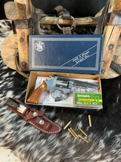 First Year Gun, 1983 Smith & Wesson model 651 Stainless .22 Magnum “J” Frame Target Revolver, 4”, Boxed. Trades Welcome.