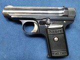 Sauer 1926 Export Model, 7.65mm (.32acp), Excellent Condition, Original Magazine - 1 of 20