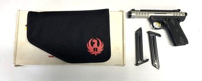 Ruger 22/45 LITE .22 caliber pistol with threaded barrel. Box, soft case and two magazines.