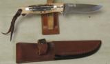Nighthawk Custom / Keith Murr Model 375 knife Sambar Stag Scales & Leather Sheath NEW - 5 of 6