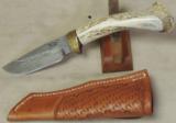 Custom Mike Miller Knife * Damascus Blade & Leather Sheath NEW - 1 of 7