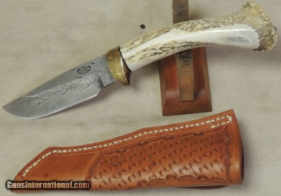 Custom Mike Miller Knife * Damascus Blade & Leather Sheath NEW