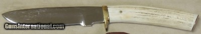 Stamper Custom Elk Horn Handle Drop Point Knife & Leather Sheath NEW