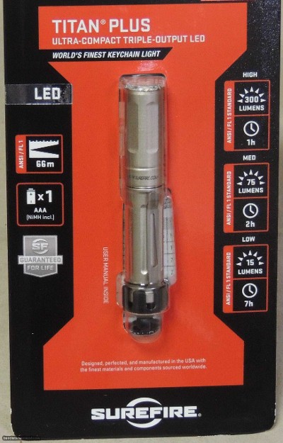 Surefire Titan Plus Ultra-Compact Triple-Output 300 Lumen LED Flashlight NEW