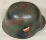 German WW2 Tri-Color Normandy Nazi M1935 Helmet - 2 of 6