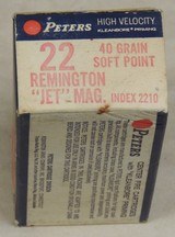 Vintage Ammo *Peters High Velocity .22 Remington "Jet" 50 Rd. Box Ammo #2210 - 2 of 5