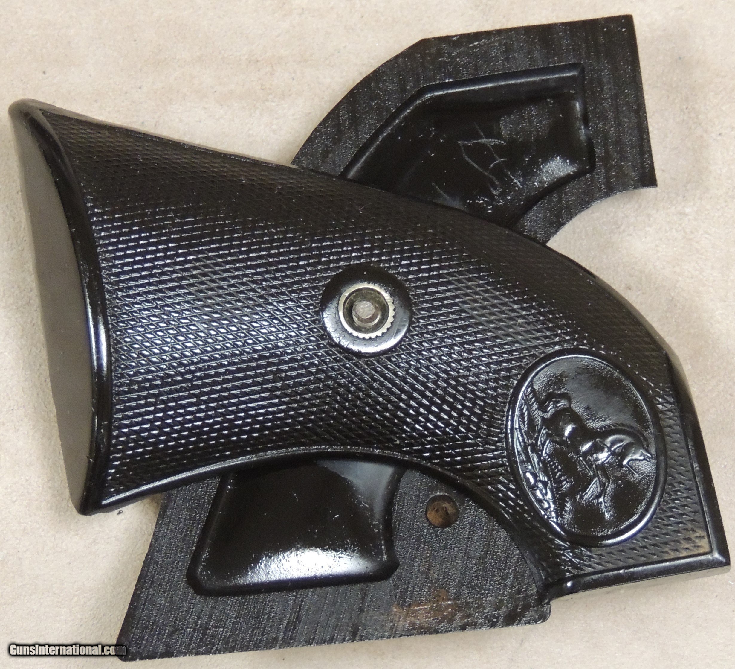 Colt Saa And Frontier Black Hard Rubber Checkered W Rampant Colt Grips 4864