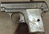 Colt Model 1908 Vest Pocket Hammerless .25 ACP Caliber Pistol *Nickel * Mother of Pear Grips *S/N 356624XX - 1 of 5