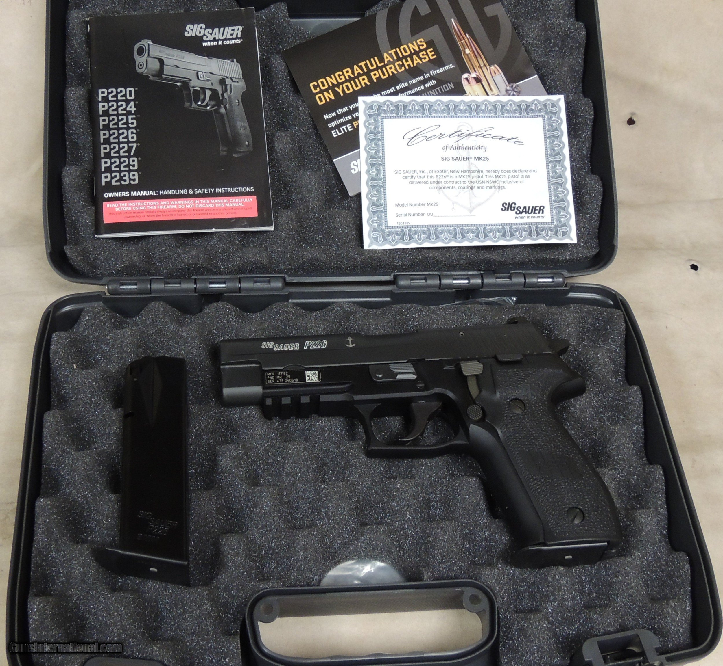 Sig Sauer P226 MK25 .9mm Caliber Pistol w/ Anchor S/N 47E040618XX