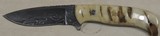 Nighthawk Custom Keith Murr Damascus & Ram Horn Model 325 Drop Point Knife & Leather Sheath NIB - 1 of 7