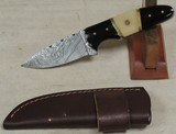 Custom Damascus Skinner Knife & Sheath - 1 of 6