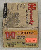 Hornady Custom 218 Bee *45 Grain *2750 FPS Ammo *25 Round Box #8307 - 1 of 2